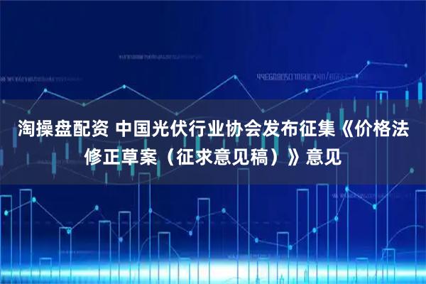 淘操盘配资 中国光伏行业协会发布征集《价格法修正草案（征求意见稿）》意见
